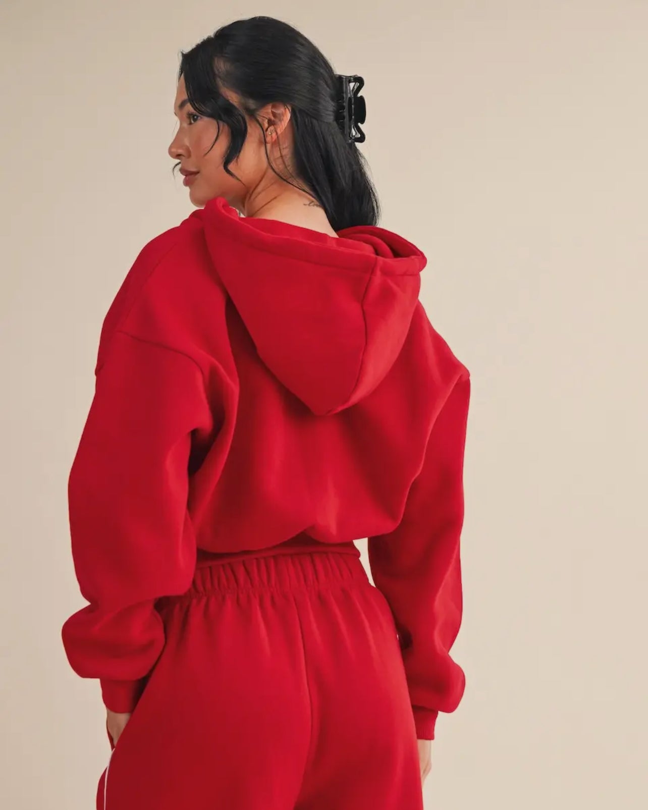 Praying Moms Club Cozy Crop Hoodie-Red